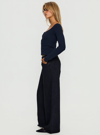 Supercut Low Rise Baggy Pleat Jeans Washed Black