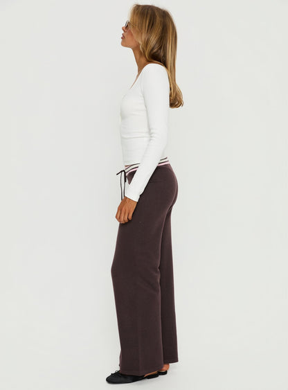 Felisha Low Waist Knit Pants Brown