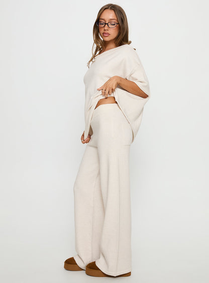 Bekki Wide Leg Knit Pant Oat
