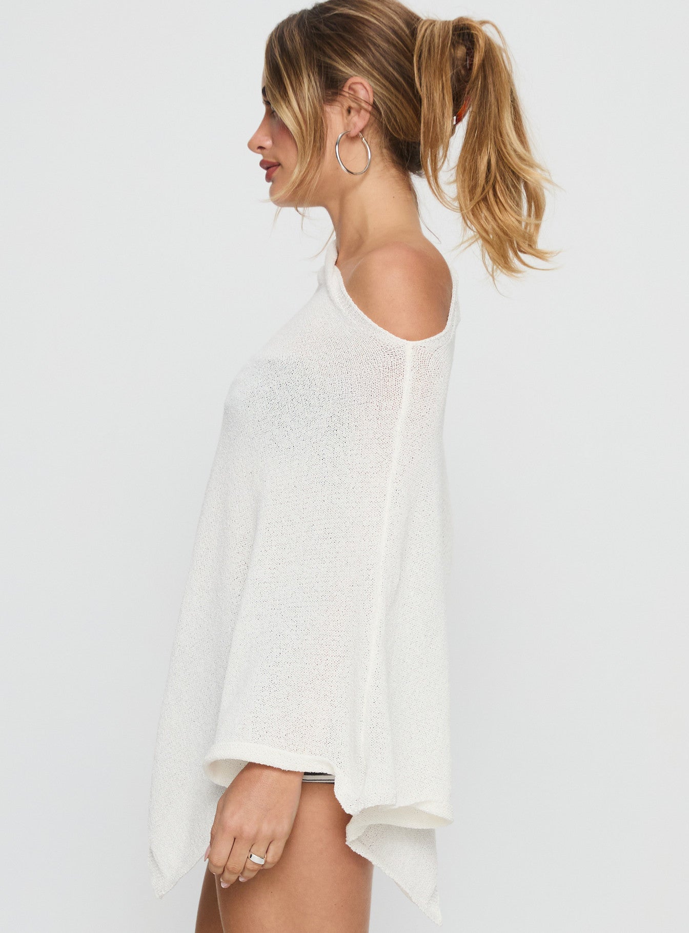 Rouse Off Shoulder Poncho White
