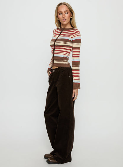 Kenza Wide Leg Corduroy Pant Brown
