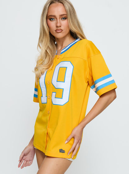 UCLA Football Button Down Jersey Gold