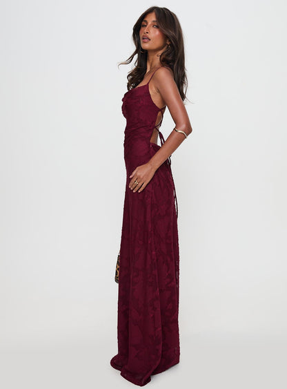 Celena Maxi Dress Burgundy Burnout Petite