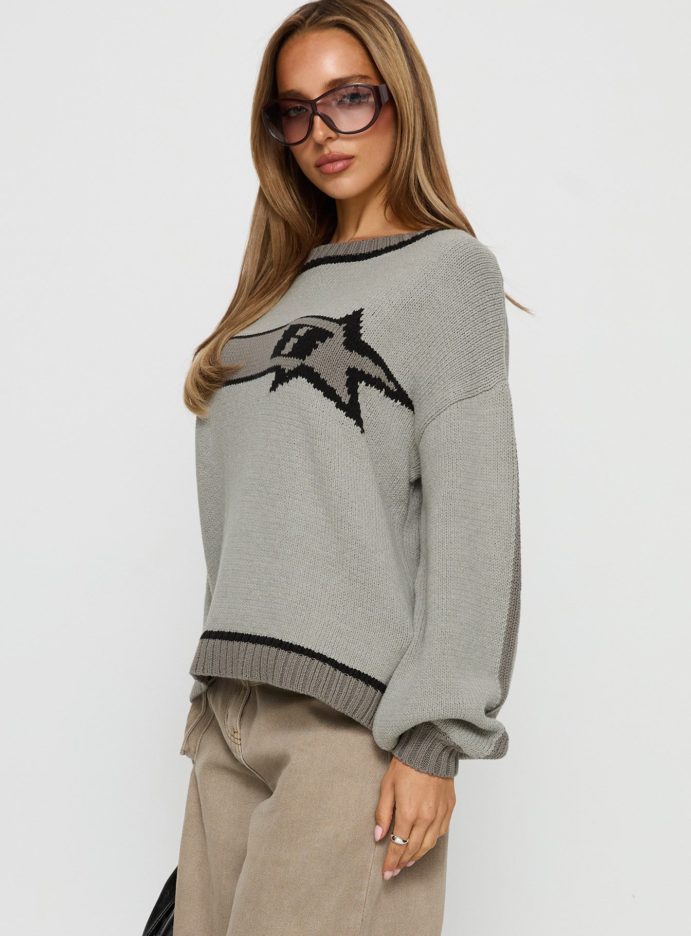 Star Track Graphic Jumper Grey