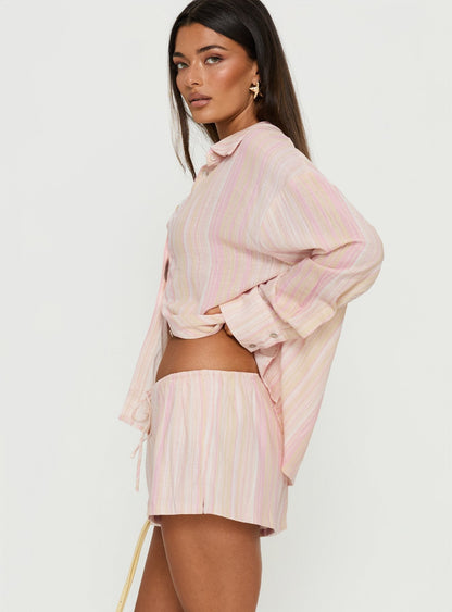 Opheliah Drawstring Shorts Pink Stripe