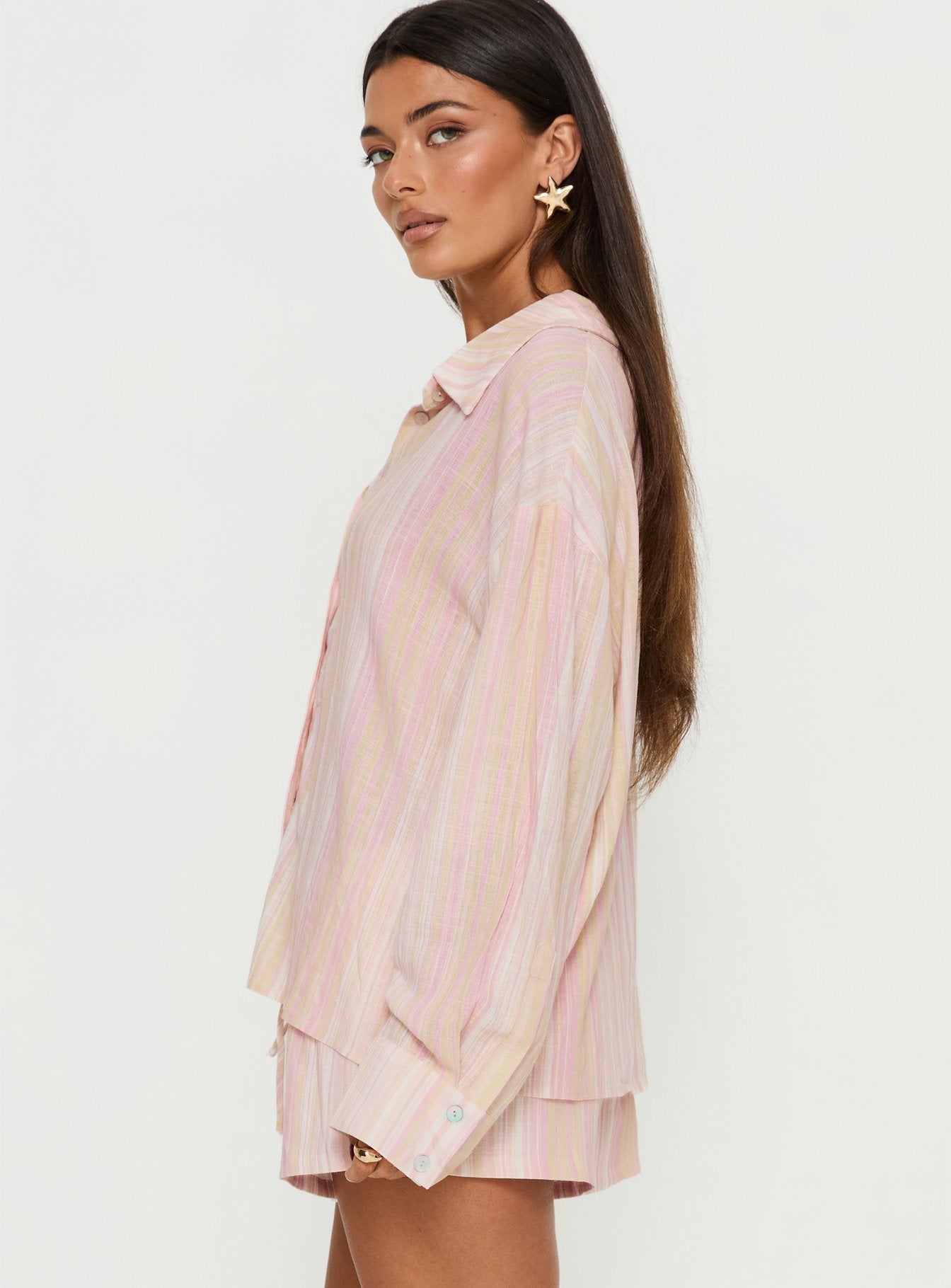 Opheliah Long Sleeve Oversized Top Pink Stripe