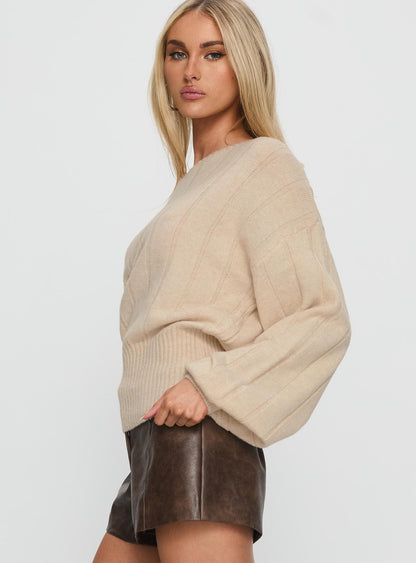 Jackeline Off Shoulder Rib Jumper Cream