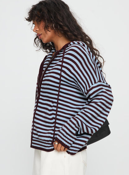 Brienna Zip Jacket Burgundy / Blue Stripe