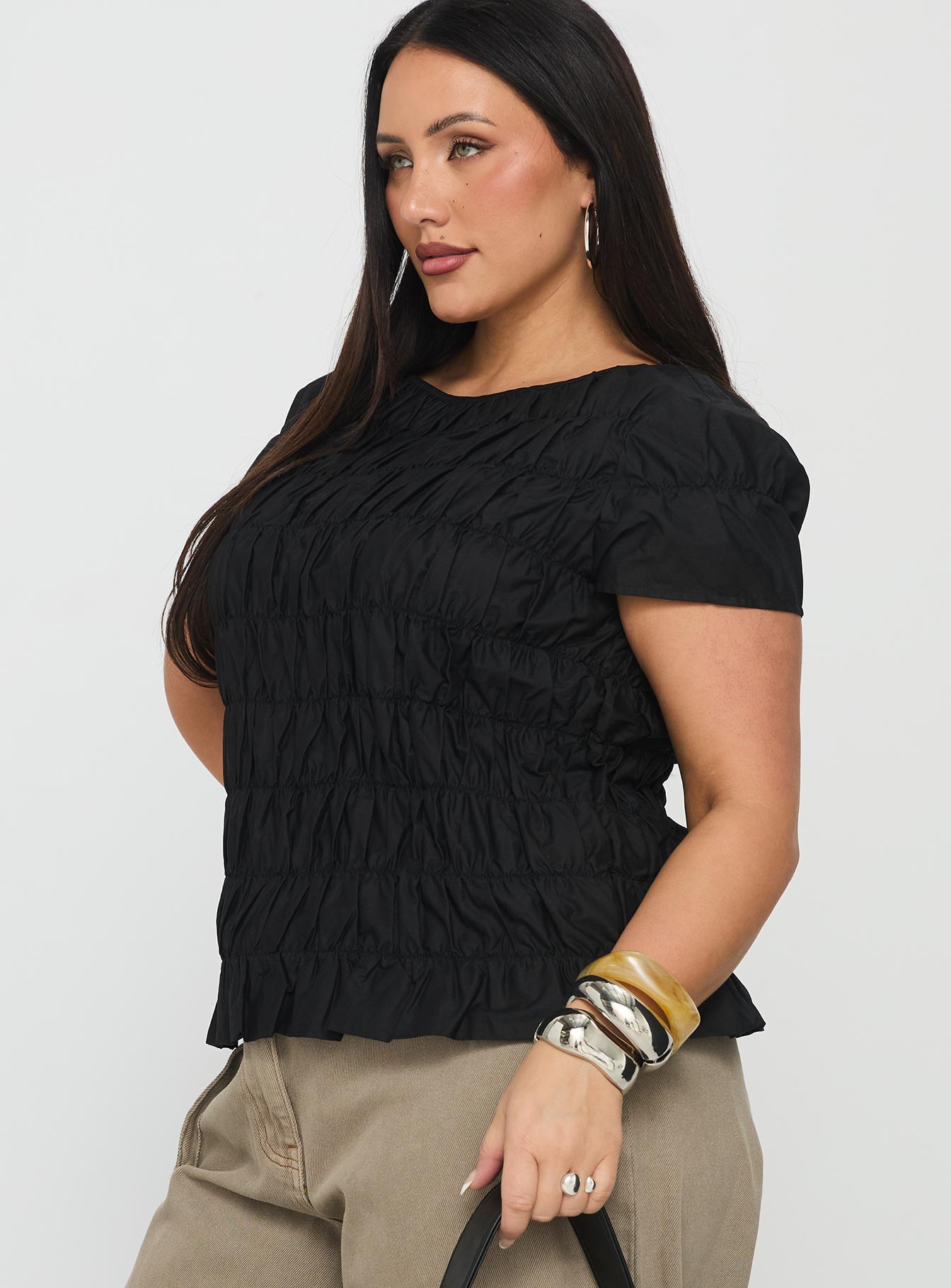 Spoiler Alert Ruched Top Black Curve