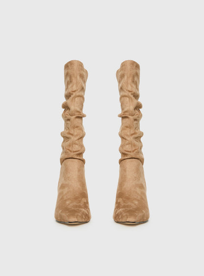 Such A Charmer Faux Suede Scrunch Boot Tan