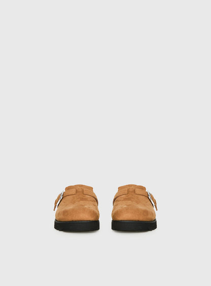 Raxton Faux Suede Clogs Brown