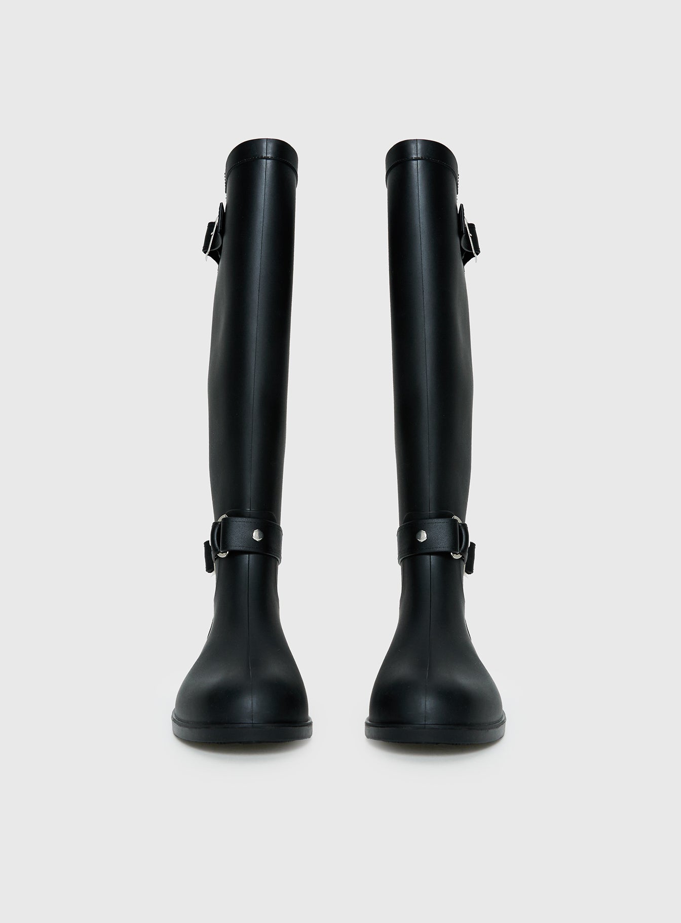 Elvera Buckle Detail Knee High Boots Black