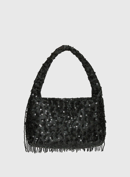 Kiss Goodbye Beaded Tassel Bag Black