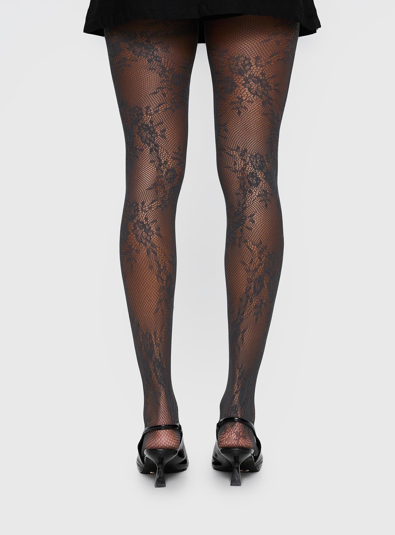 Marigolde Sheer Lace Tights Grey