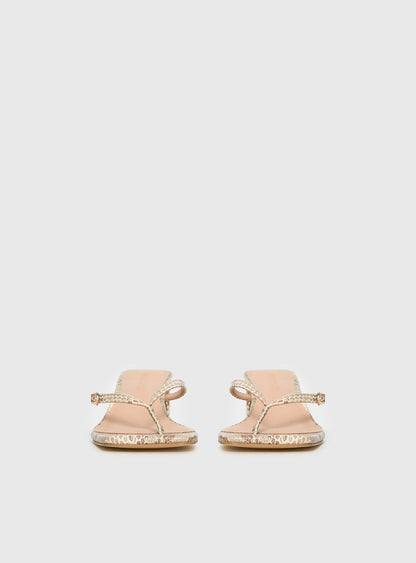 Veyla Square Toe Thong Heels Snake