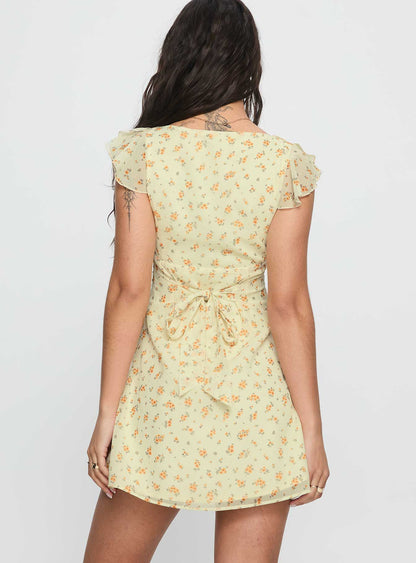 I Guess So Mini Dress Yellow Multi