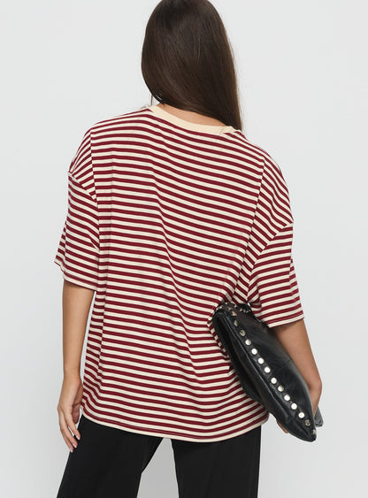 Kieryn Oversized Top Red Stripe