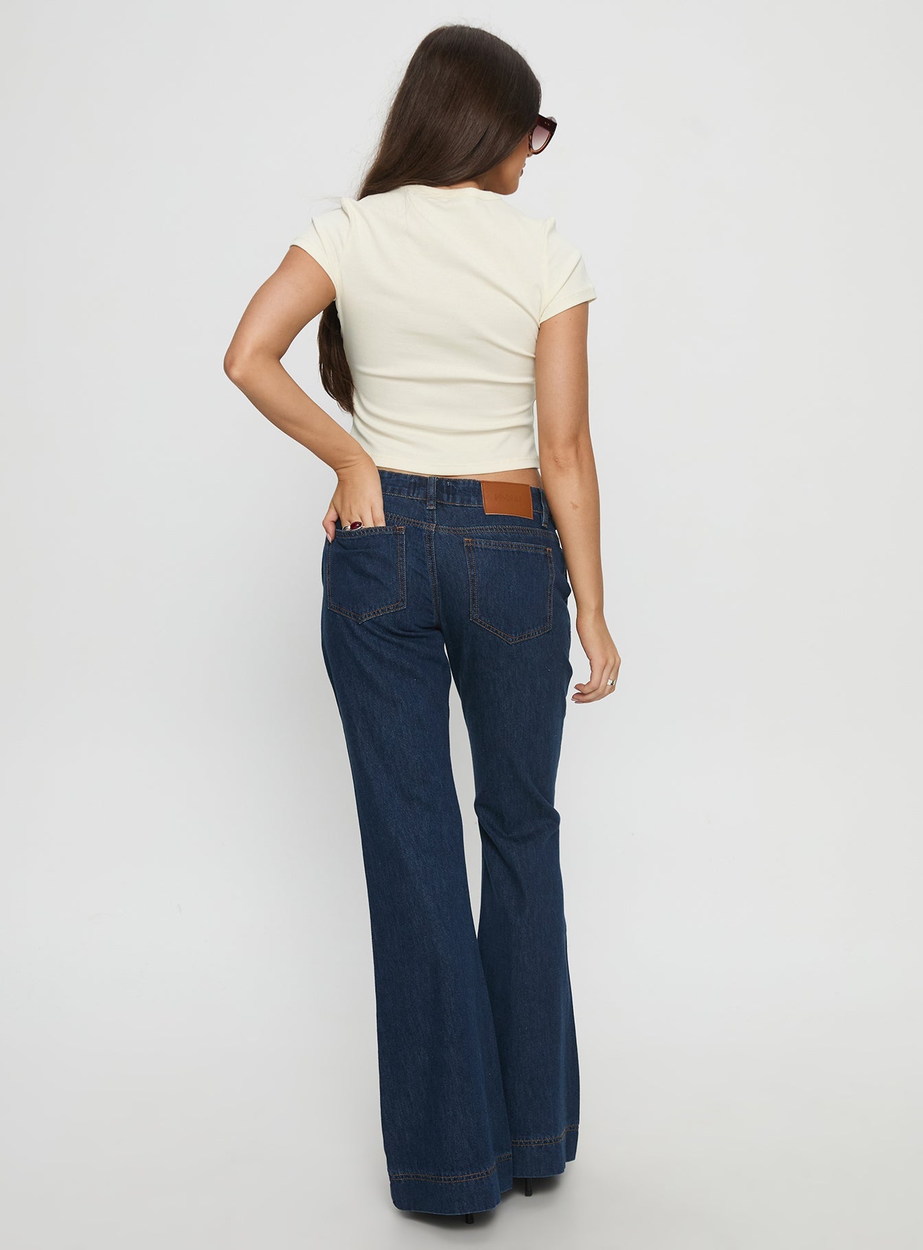 Acapulco Low Rise Flare Jeans Dark Blue Wash