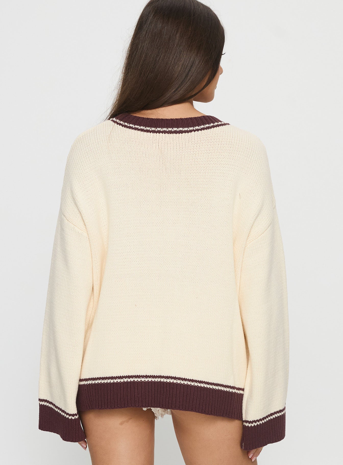 Rhianonn Horse Graphic Knit Sweater Cream / Brown