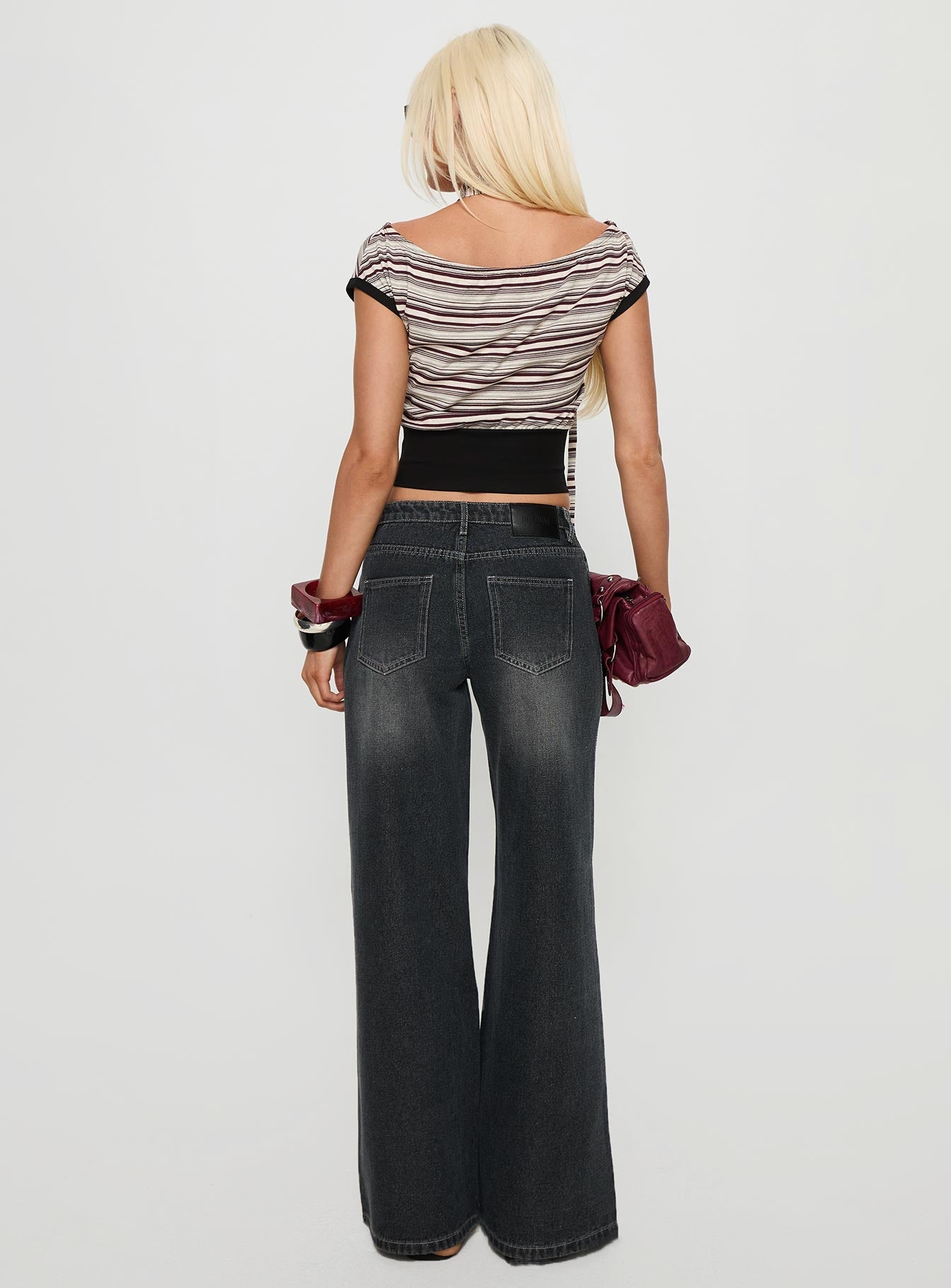 Ramos Low Rise Wide Leg Jeans Dark Grey Wash