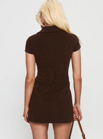 Cottesloe Corduroy Mini Dress Chocolate