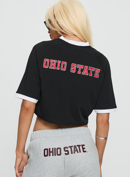 Ohio State Cropped Soccer Jersey Tee Black