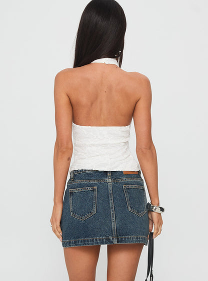 Nickei Denim Mini Skirt Washed Blue