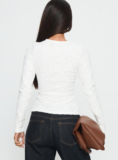 Passoni Long Sleeve Lace Top White