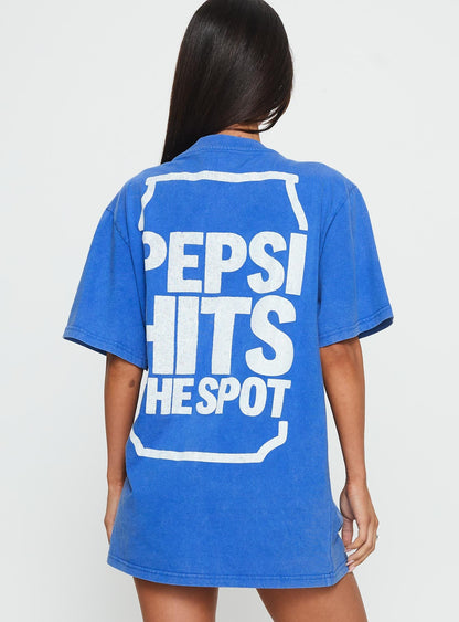 Pepsi Cola Oversized Graphic Top Blue