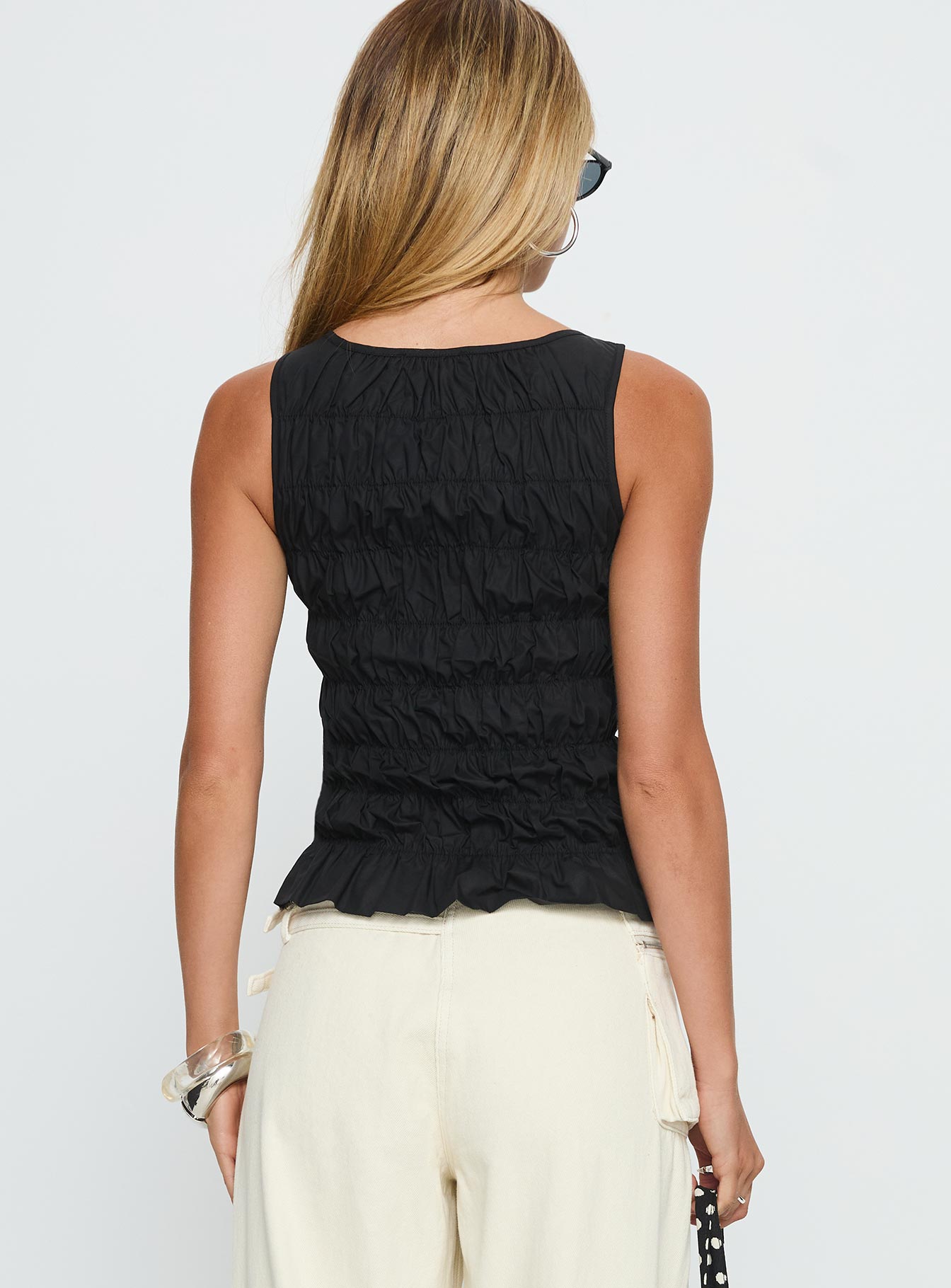 Marleene Shirred Top Black