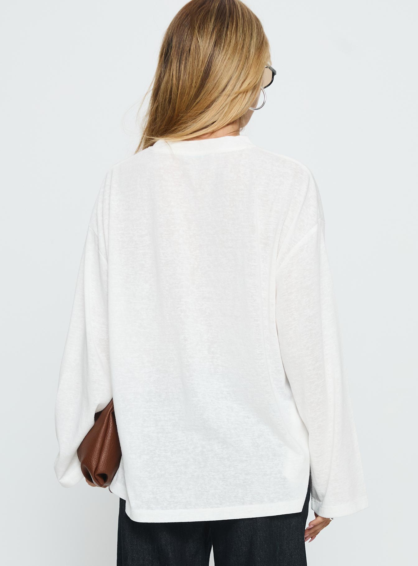 Zaydee Oversized Long Sleeve Top White