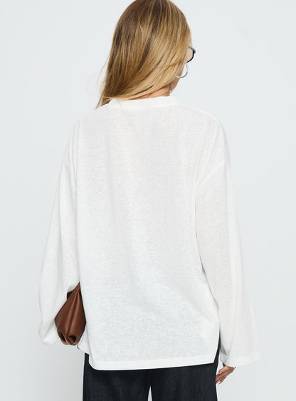 Zaydee Oversized Long Sleeve Top White
