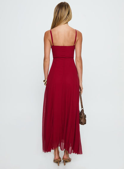 Janeira Pleat Maxi Dress Red