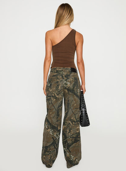 Raiders Mid Rise Straight Leg Cargo Jeans Camouflage