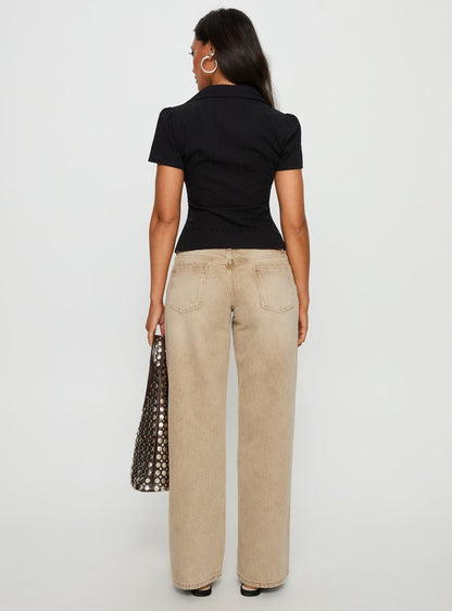 Ellanor Low Rise Straight Leg Jeans Tan