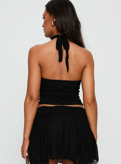 Raeann Scarf Detail One Shoulder Top Black