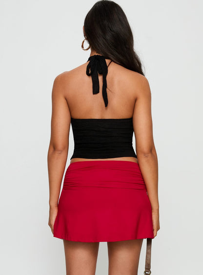Tamsyn Ruched Mini Skirt Red
