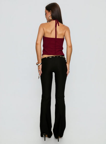 Krislynn Button Belt Pants Black