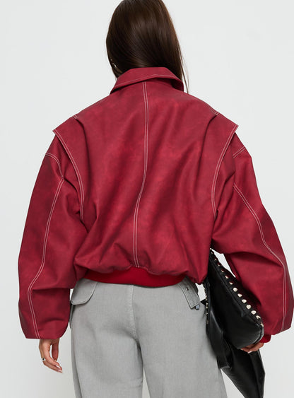 Vista Bomber Jacket Crimson