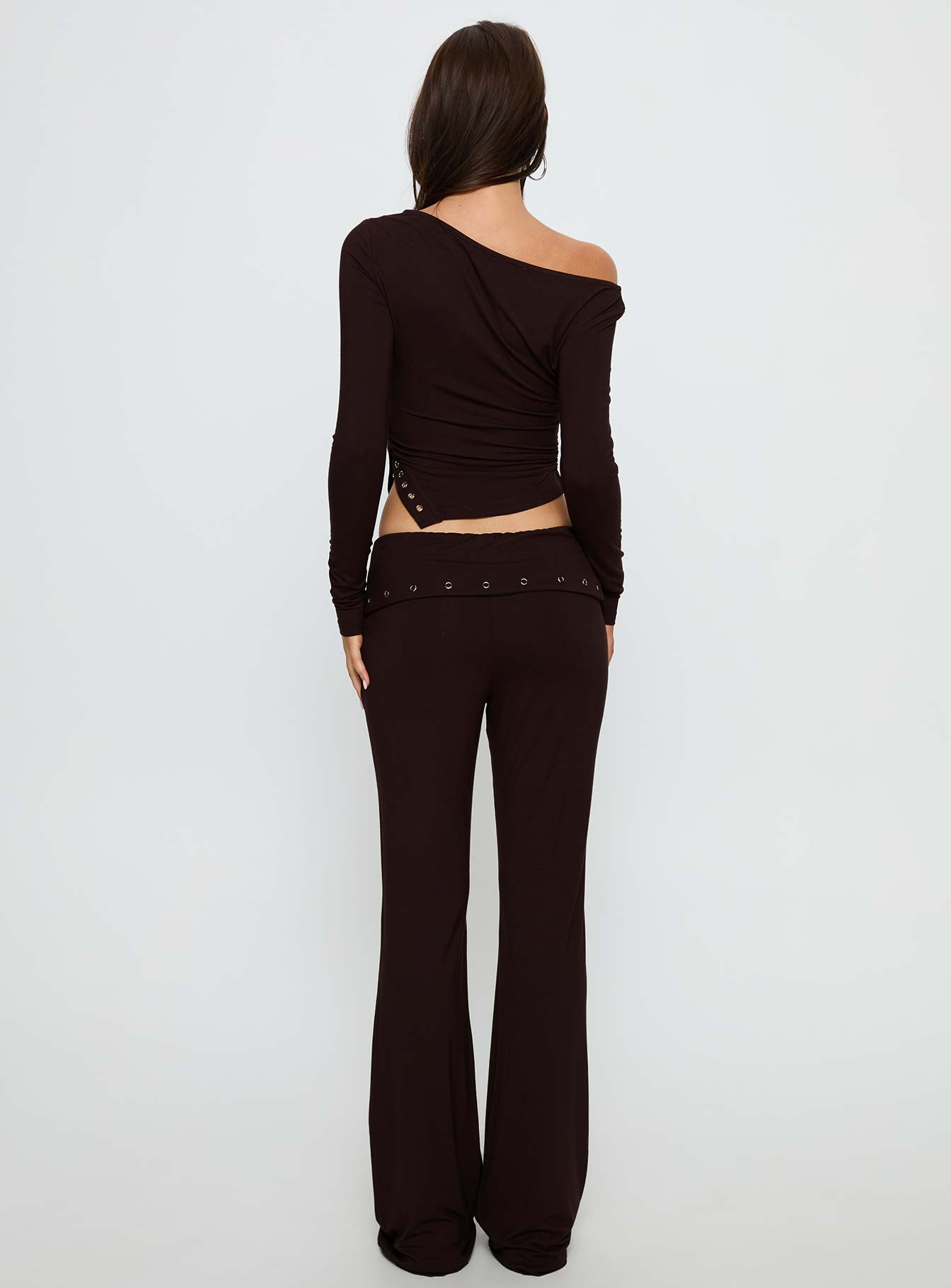 Wynna Eyelet Foldover Pants Chocolate