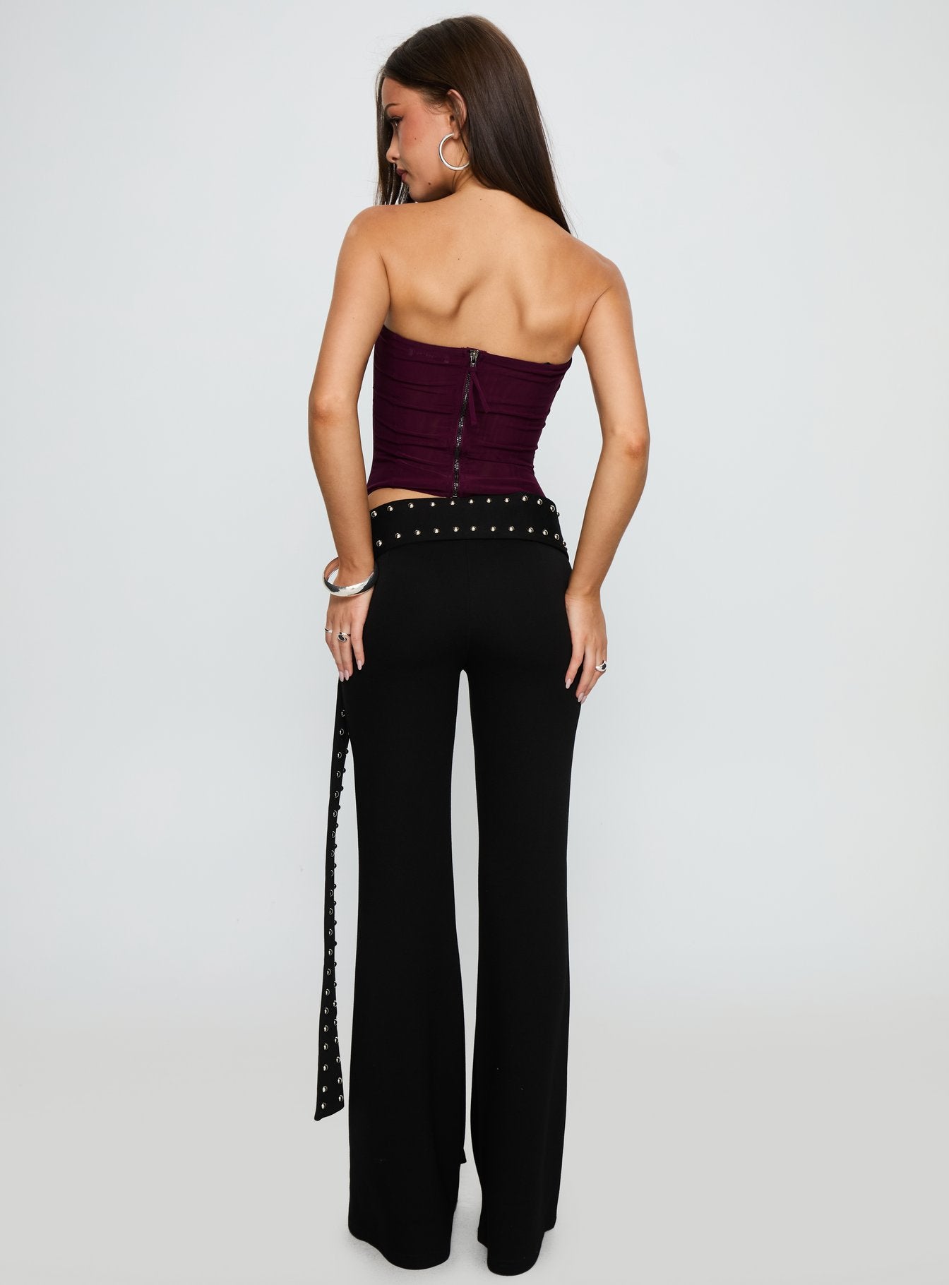 Nikolia Studded Wrap Belt Pants Black
