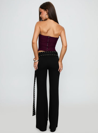 Nikolia Studded Wrap Belt Pants Black