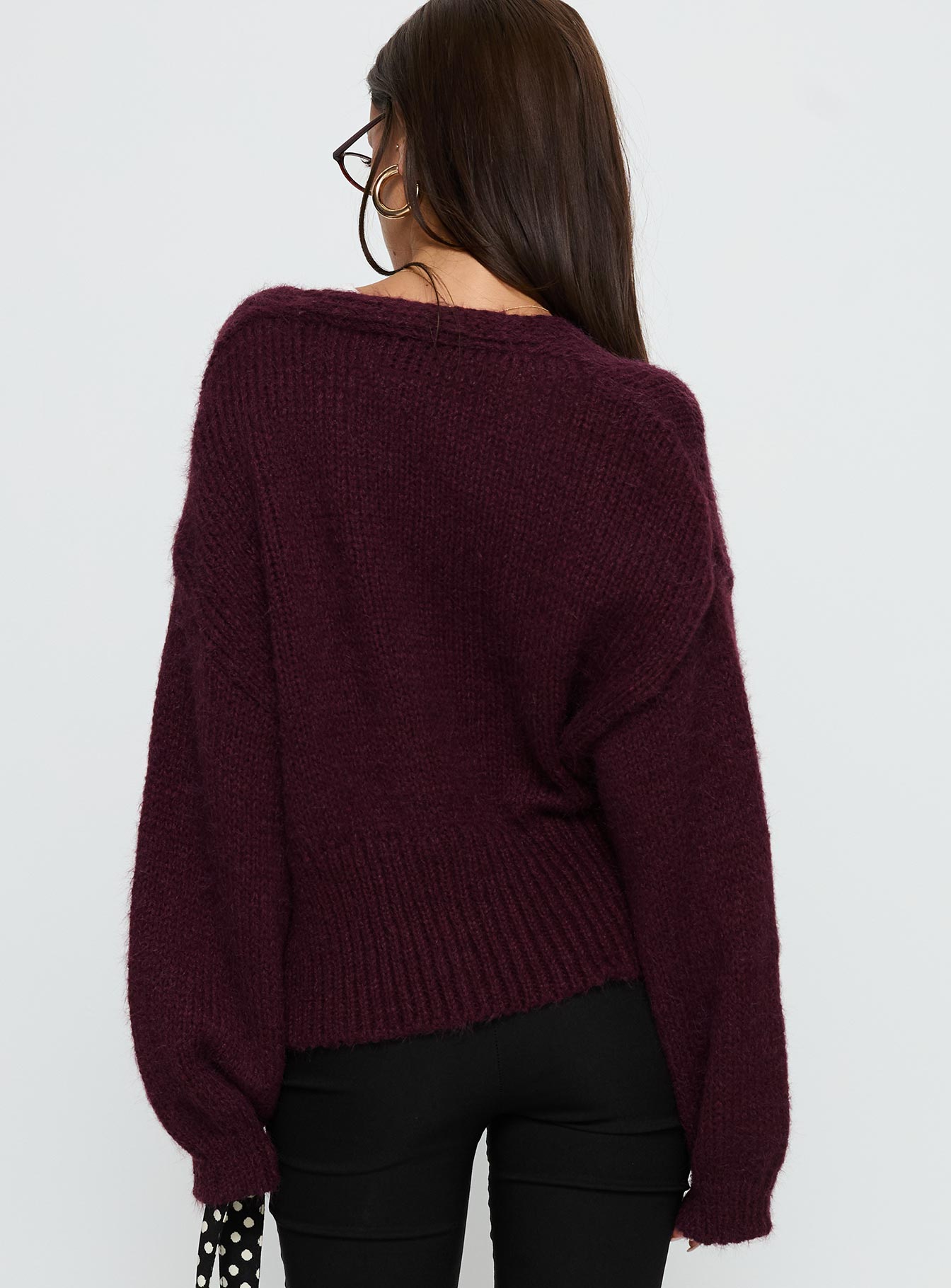 Yasmyn Knit Cardigan Burgundy