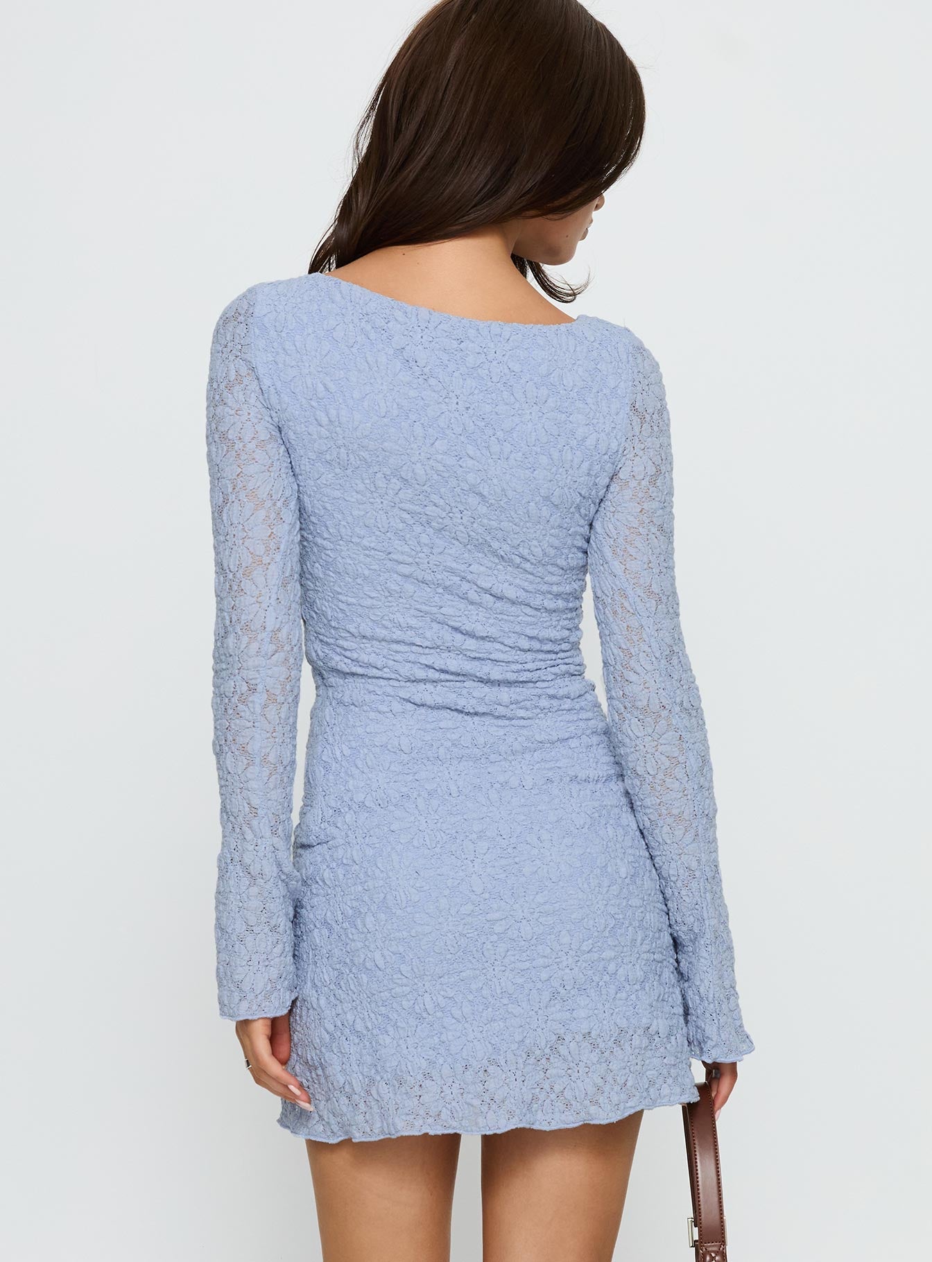 Imagica Long Sleeve Textured Mini Dress Blue