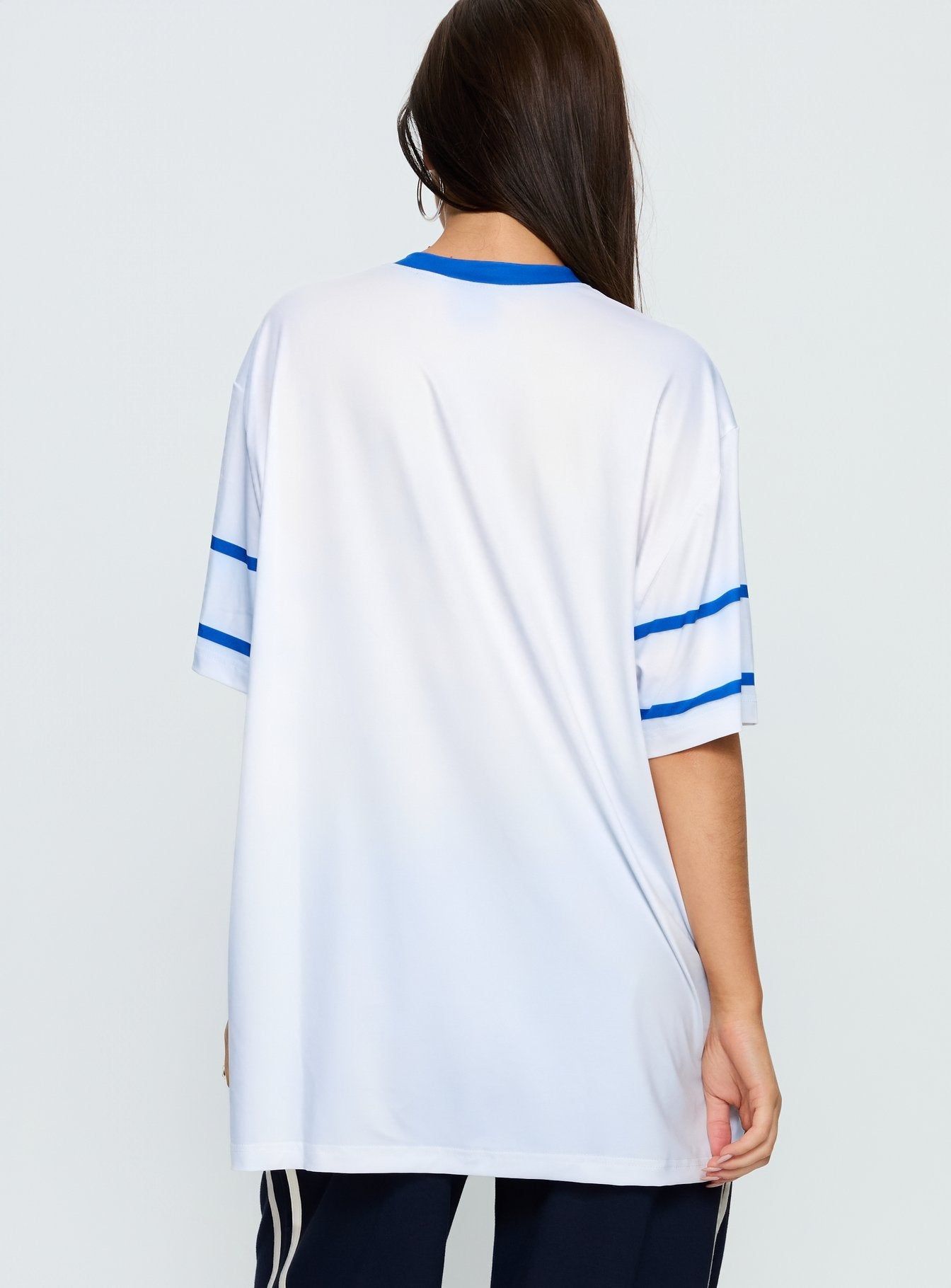 97 Sportstar Oversized Jersey Graphic Top White / Blue