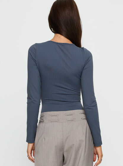 Make It Yours Cut Out Long Sleeve Bodysuit Slate