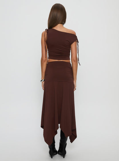 Azlynn Off Shoulder Set Brown
