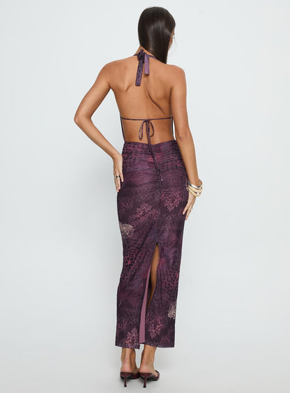 Manaia Cowl Halter Neck Maxi Dress Multi