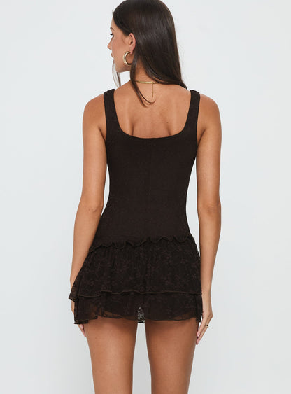 Kaydenn Frill Playsuit Chocolate
