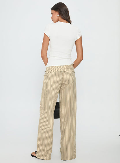 Seneca Wrap Pant Beige Stripe